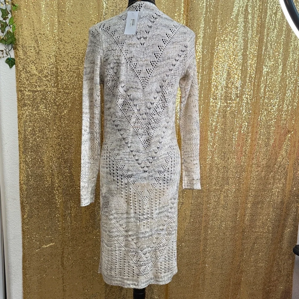 Hooked Up by IOT Cream Open front Duster Cardigan